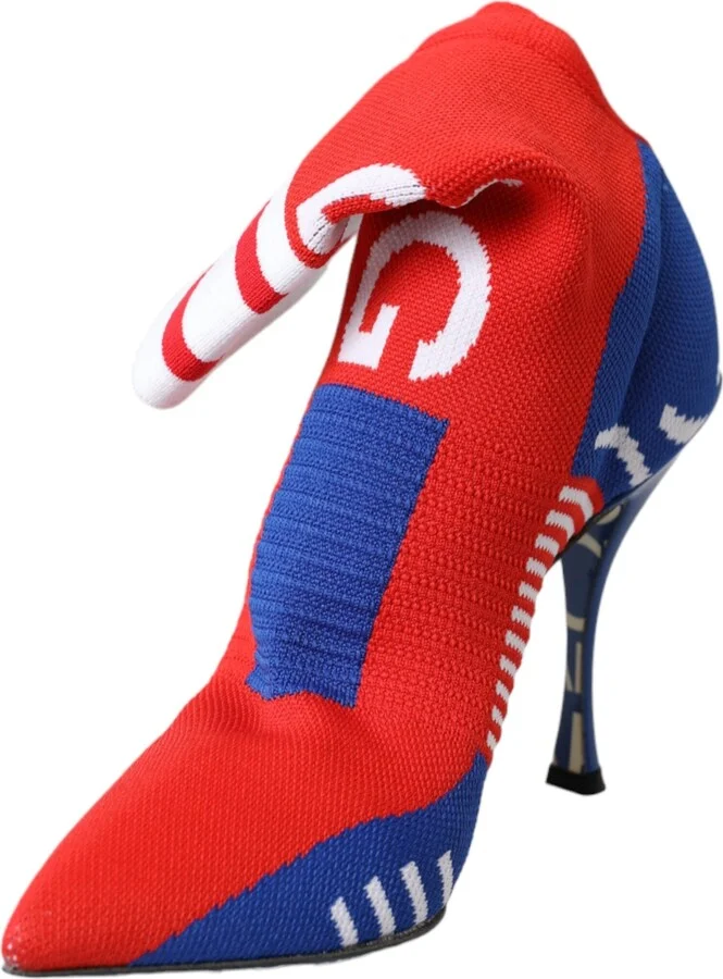 Red Blue Stretch Sock Style Ankle Boots Logo Women's Shoes (Pre-Owned) - Image 2