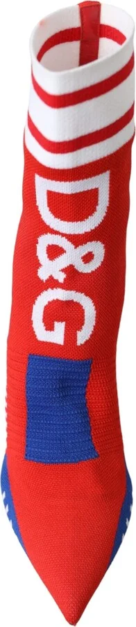 Red Blue Stretch Sock Style Ankle Boots Logo Women's Shoes (Pre-Owned) - Image 3