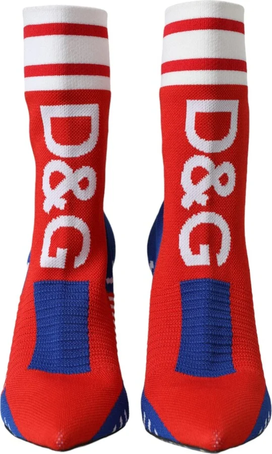 Red Blue Stretch Sock Style Short Boots Logo Women's Shoes - Image 2