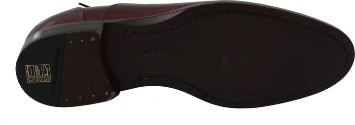 Red Bordeaux Leather Derby Formal Men's Shoes - Image 6