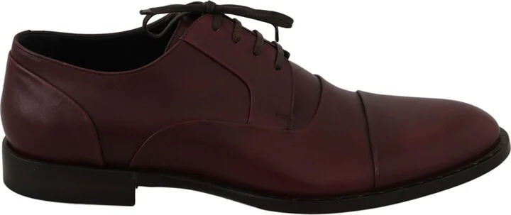 Red Bordeaux Leather Derby Formal Men's Shoes
