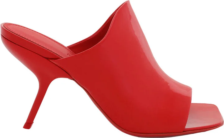 Red Calfskin Open-Toe Slide Sandals