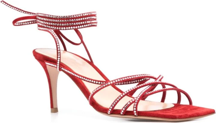 Red Crystal-Embellished Sandals - Image 2