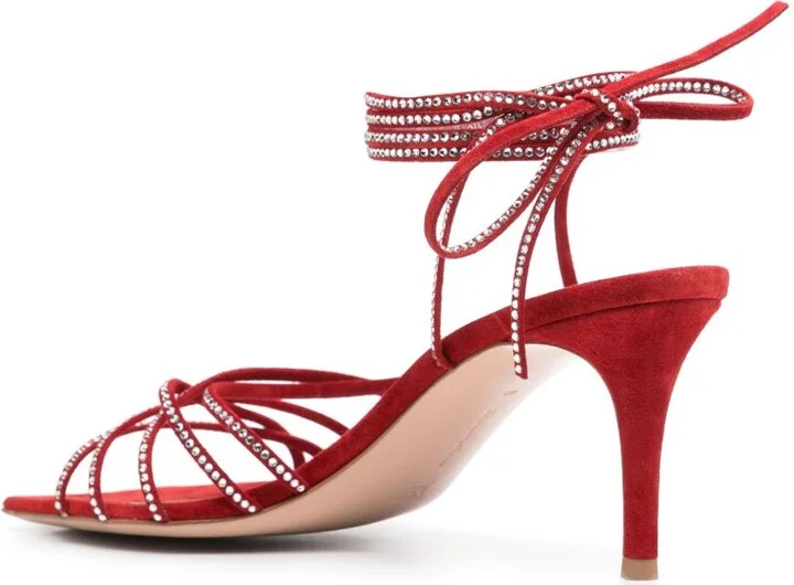 Red Crystal-Embellished Sandals - Image 3