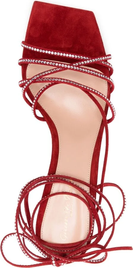 Red Crystal-Embellished Sandals - Image 4