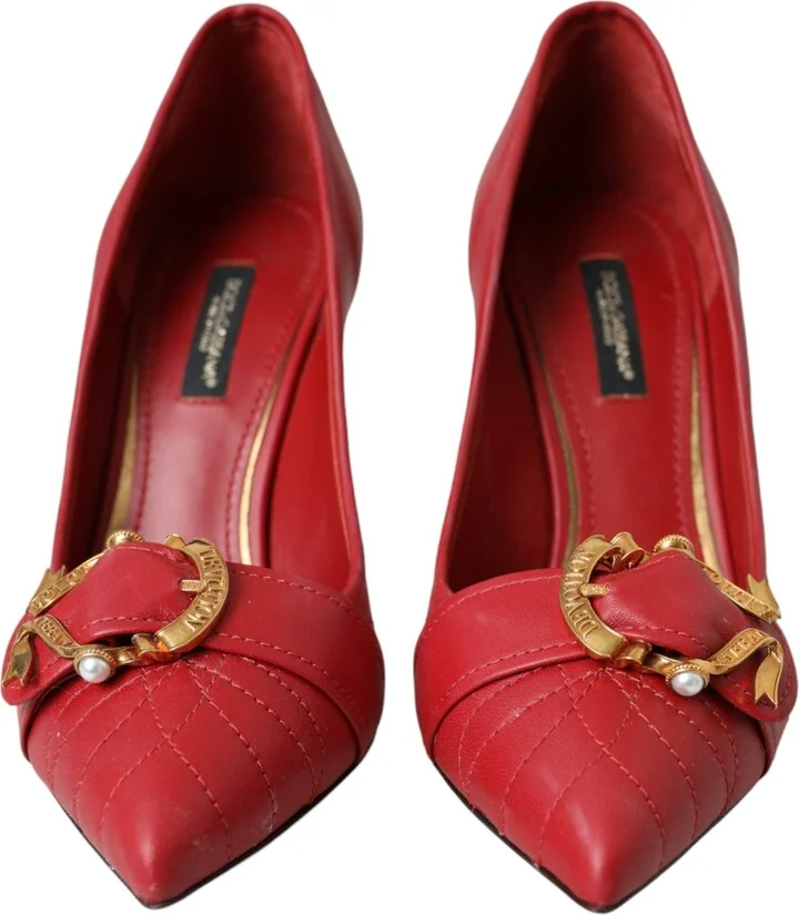 Red Devotion Leather Heels Pumps Women's Shoes - Image 2