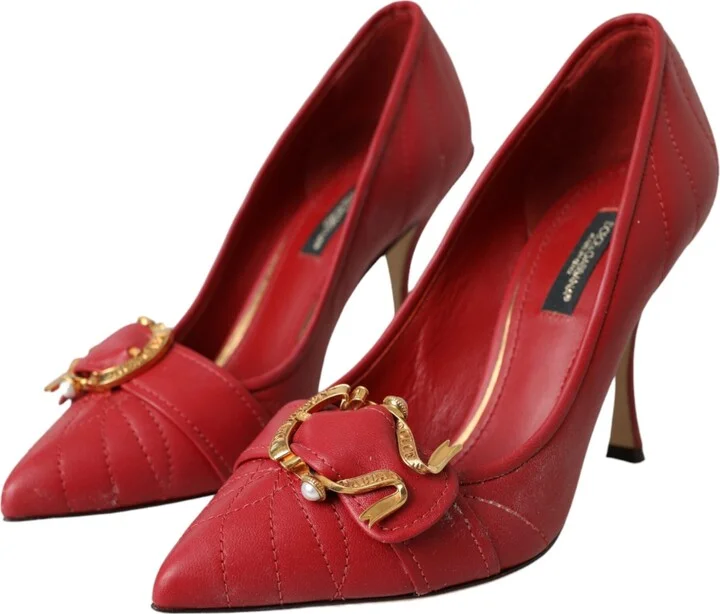 Red Devotion Leather Heels Pumps Women's Shoes - Image 3