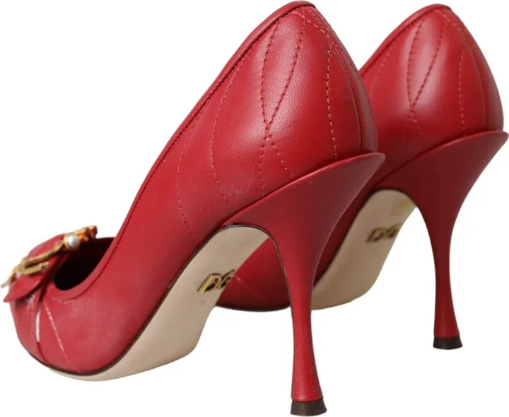 Red Devotion Leather Heels Pumps Women's Shoes - Image 4