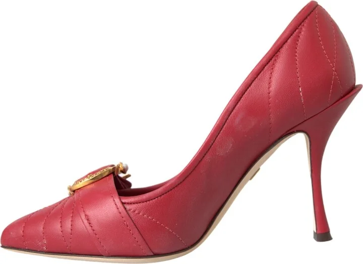 Red Devotion Leather Heels Pumps Women's Shoes - Image 5