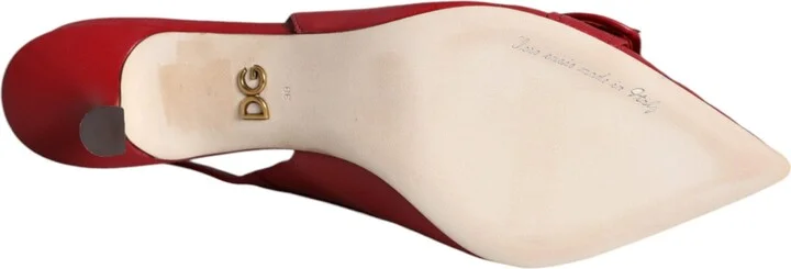 Red Devotion Leather Heels Slingback Women's Shoes - Image 6