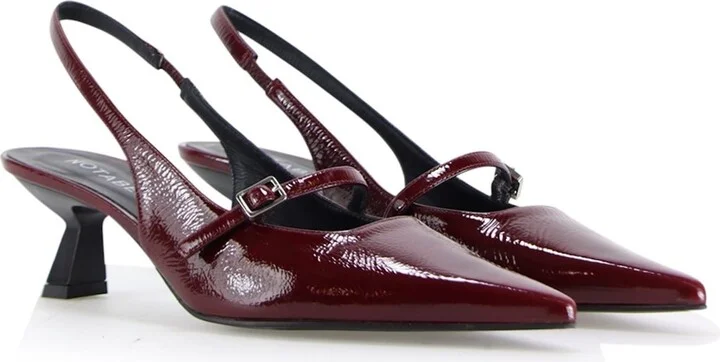 Red Elina Slingback Stilettos, Bordeaux Patent - Image 2