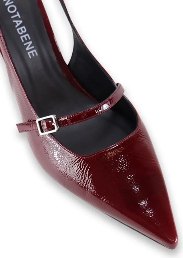 Red Elina Slingback Stilettos, Bordeaux Patent - Image 3