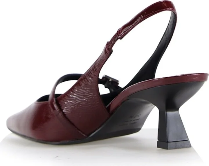 Red Elina Slingback Stilettos, Bordeaux Patent - Image 4