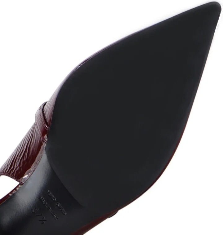 Red Elina Slingback Stilettos, Bordeaux Patent - Image 5