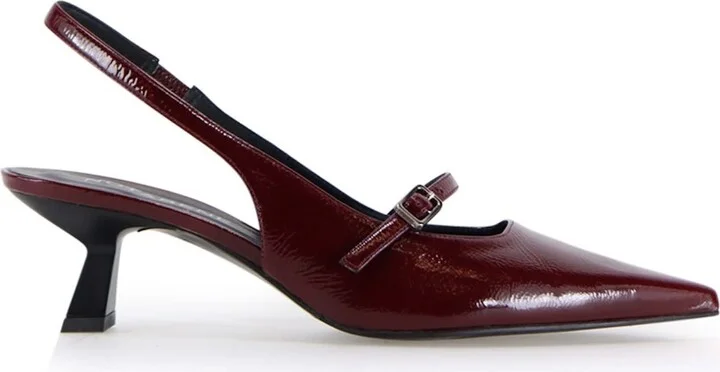Red Elina Slingback Stilettos, Bordeaux Patent