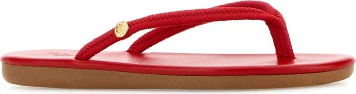 Red Fabric Saionara Thong Slippers - Image 2