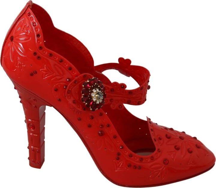 Red Floral Crystal CINDERELLA Heels Women's Shoes