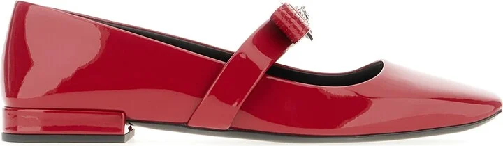 Red Leather Gianni Ribbon Ballerinas