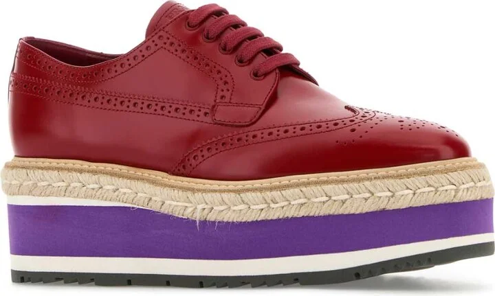 Red Leather Lace-up Shoes - Image 2