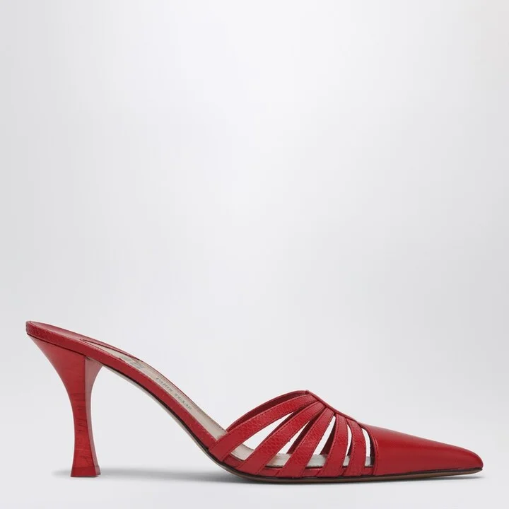 Red leather mule Nadia