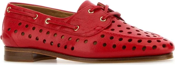 Red Leather Party Lace-up Shoes - Image 2