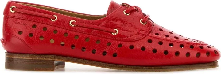 Red Leather Party Lace-up Shoes