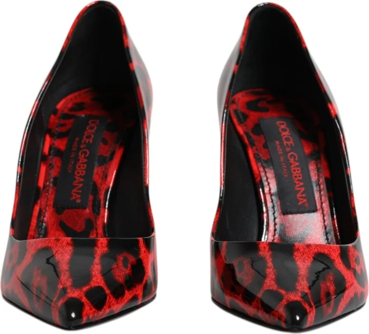 Red Leopard Leather Stiletto High Heels Pumps Women's Shoes (Pre-Owned) - Image 2