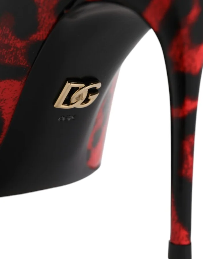 Red Leopard Leather Stiletto High Heels Pumps Women's Shoes (Pre-Owned) - Image 6