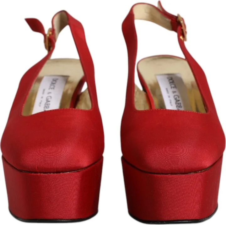 Red Platform Slingback Heels Sandals Women's Shoes (Pre-Owned) - Image 2