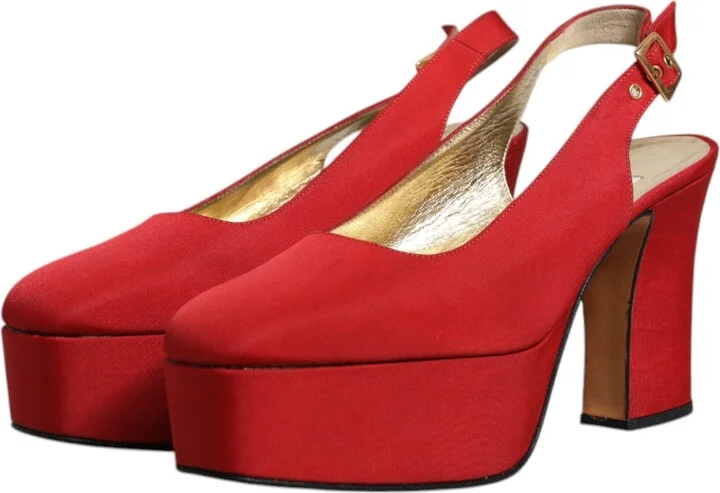 Red Platform Slingback Heels Sandals Women's Shoes (Pre-Owned) - Image 4