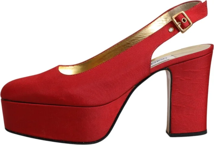 Red Platform Slingback Heels Sandals Women's Shoes (Pre-Owned) - Image 6