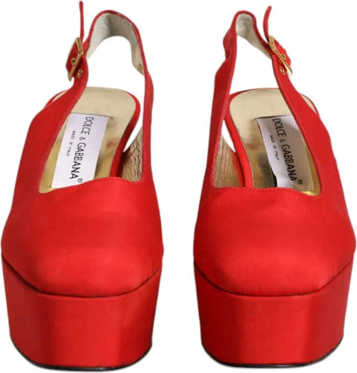 Red Platform Slingback Heels Sandals Women's Shoes (Pre-Owned) - Image 2