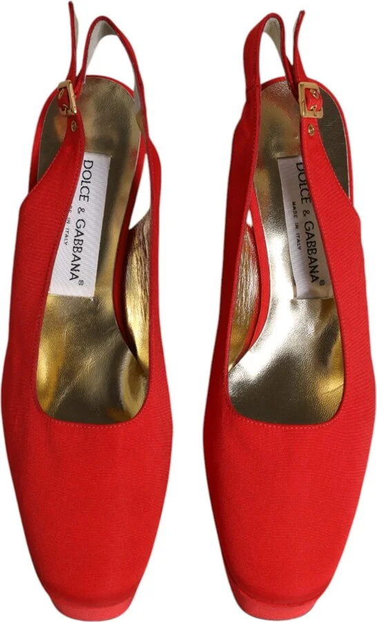 Red Platform Slingback Heels Sandals Women's Shoes (Pre-Owned) - Image 3