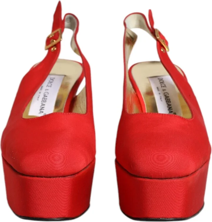 Red Platform Slingback Heels Sandals Women's Shoes (Pre-Owned) - Image 2