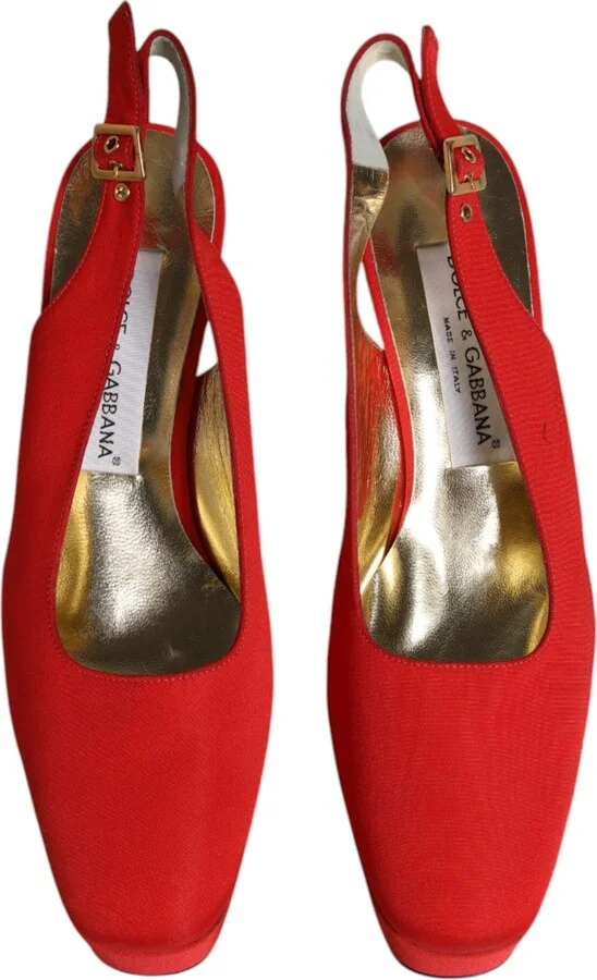 Red Platform Slingback Heels Sandals Women's Shoes (Pre-Owned) - Image 3