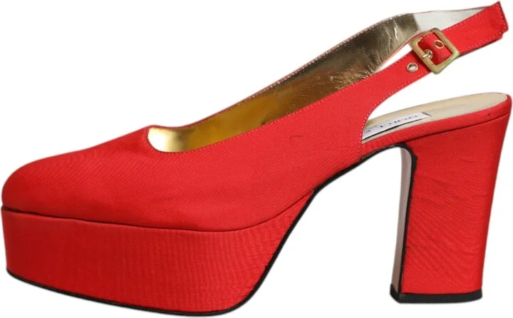 Red Platform Slingback Heels Sandals Women's Shoes (Pre-Owned) - Image 6