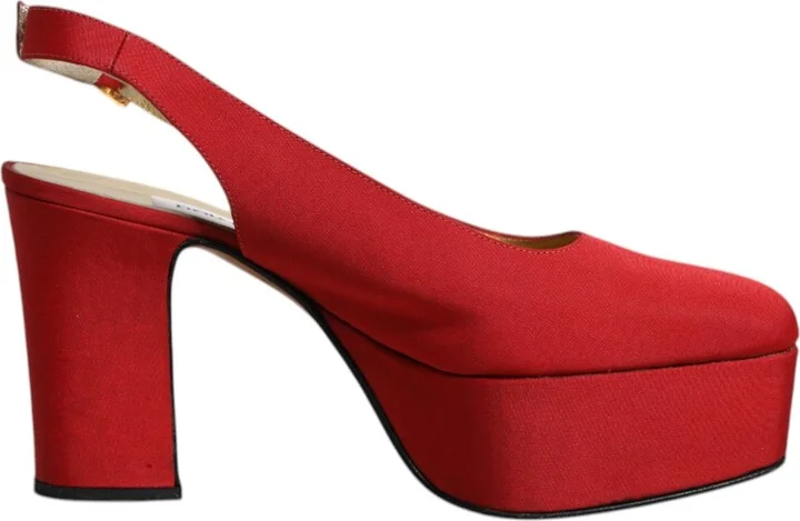 Red Platform Slingback Heels Sandals Women's Shoes (Pre-Owned)