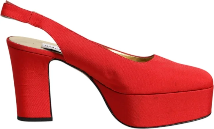 Red Platform Slingback Heels Sandals Women's Shoes (Pre-Owned)
