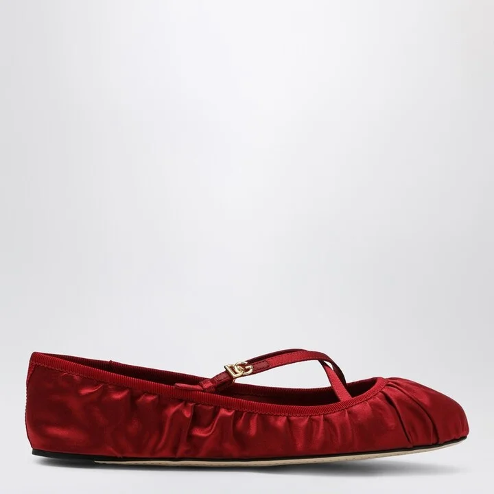 Red satin ballerinas
