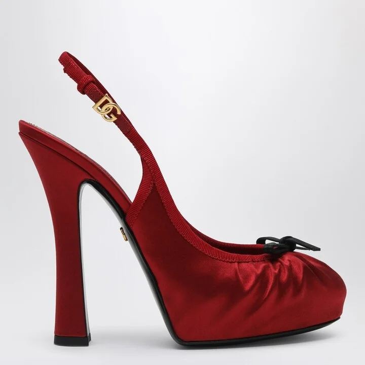 Red satin high slingback