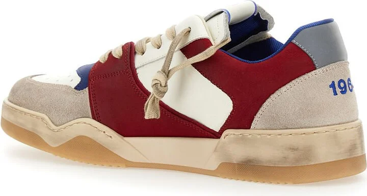 Red Sneakers With Suede Inserts And Embossed Logo On The Side In Leather Man - Image 2