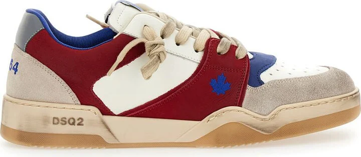Red Sneakers With Suede Inserts And Embossed Logo On The Side In Leather Man