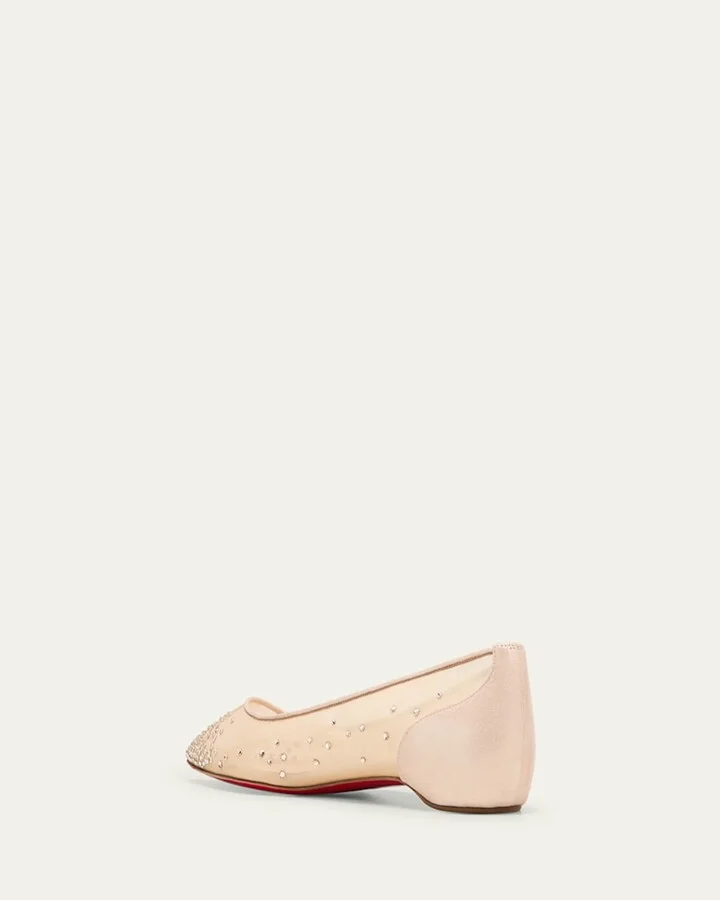 Red Sole Strass Mesh Ballet Flats - Image 5