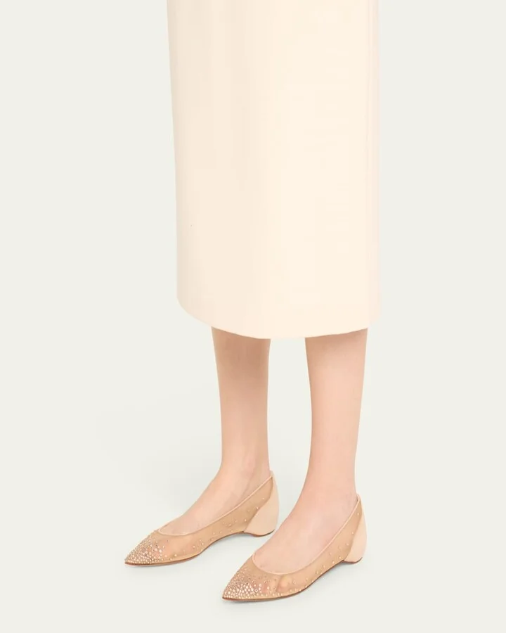 Red Sole Strass Mesh Ballet Flats - Image 6