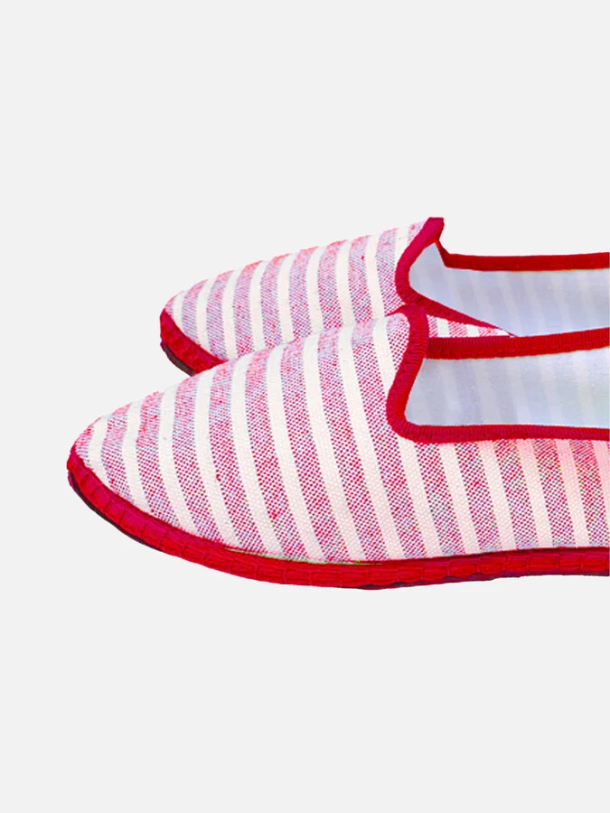 Red Striped Canvas Slippers Friulane - Image 2