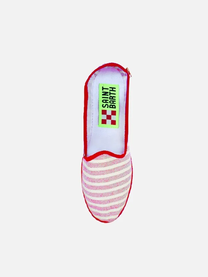 Red Striped Canvas Slippers Friulane - Image 3