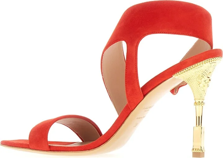 Red Suede Moneta Sandals - Image 3