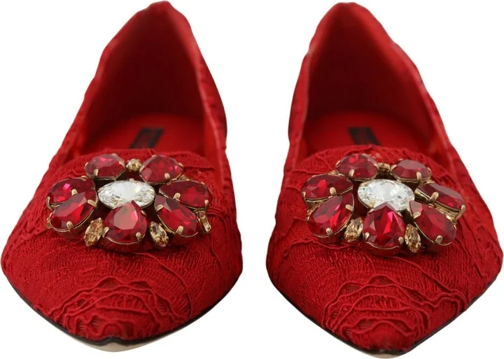 Red Taormina Crystals Loafers Flats Women's Shoes - Image 4