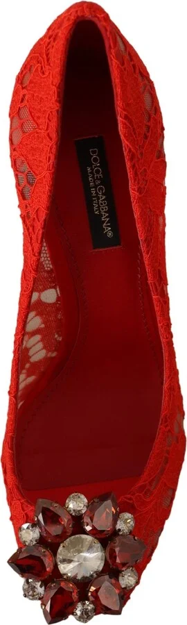 Red Taormina Lace Crystal Heels Women's Pumps - Image 6