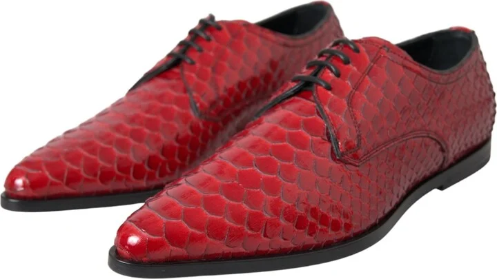 Red Textured Varnished Derby Men Formal Men's Shoes - Image 3